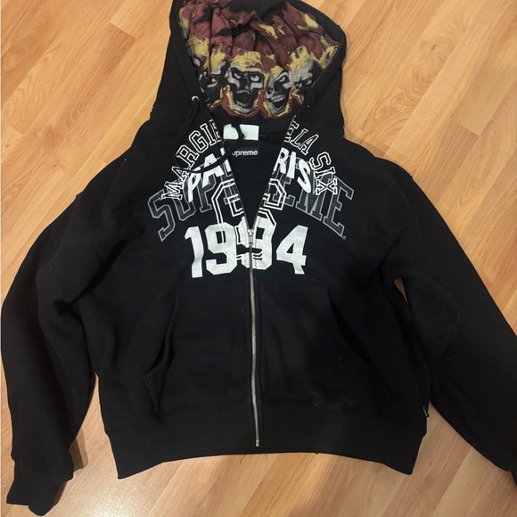 Supreme Black and White Zip-Up Hoodie